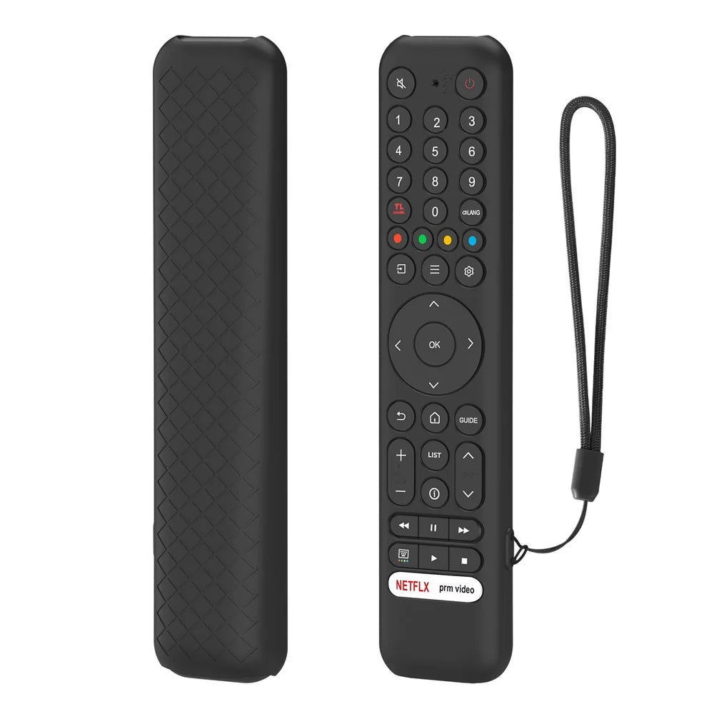 Silicone Case for TCL RC716  /  RC833 GUB1 Remote Control Shockproof Anti-Slip Diamond Texture Protective Cover with Lanyard - Black - 1