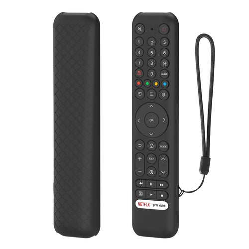 Silicone Case for TCL RC716  /  RC833 GUB1 Remote Control Shockproof Anti-Slip Diamond Texture Protective Cover with Lanyard - Black - 1