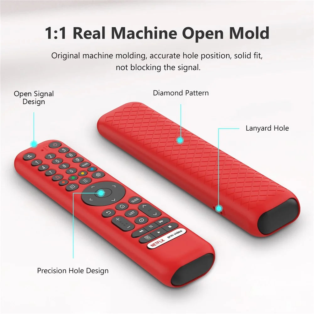 Silicone Case for TCL RC716  /  RC833 GUB1 Remote Control Shockproof Anti-Slip Diamond Texture Protective Cover with Lanyard - Black - 3
