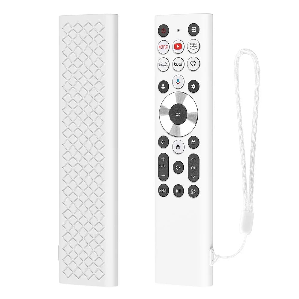 For Hisense ERF6A80  /  ERF6G80H  /  ERF6F80H Remote Control Silicone Case Anti-Drop Full Coverage Protective Cover with Lanyard - White - 1