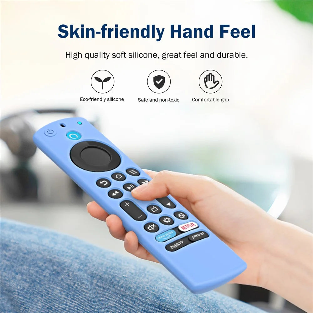 Silicone Case for Amazon Fire TV Alexa Voice (2023) Remote Control Shockproof Full Cover Anti-slip Protective Cover with Lanyard - Luminous Blue - 3