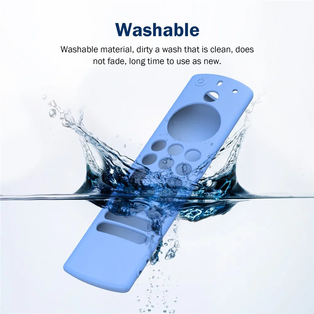 Silicone Case for Amazon Fire TV Alexa Voice (2023) Remote Control Shockproof Full Cover Anti-slip Protective Cover with Lanyard - Luminous Blue - 6