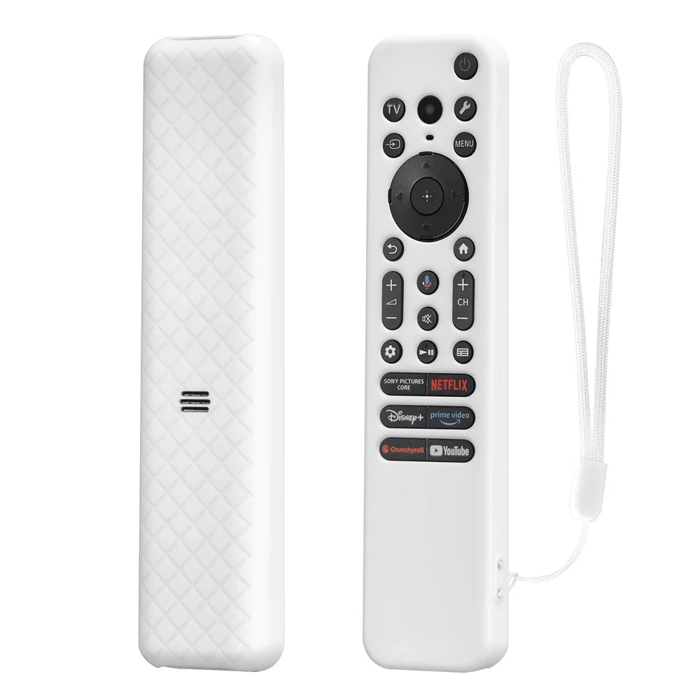 Silicone Case for Sony RMF-TX920U  /  RMF-TX910U Remote Control Diamond Texture Anti-Slip Shockproof Protective Cover with Wrist Strap - White - 1