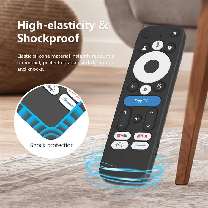 Silicone Case for Walmart onn.Google TV Box 4K Pro (2025) Remote Control Diamond Texture Anti-Slip Protective Cover with Lanyard - Black - 3
