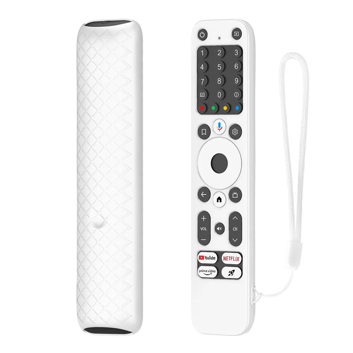 For Homatics Box R 4K Remote Control Silicone Case Diamond Texture Anti-Slip Shockproof Protective Cover with Lanyard - White - 1