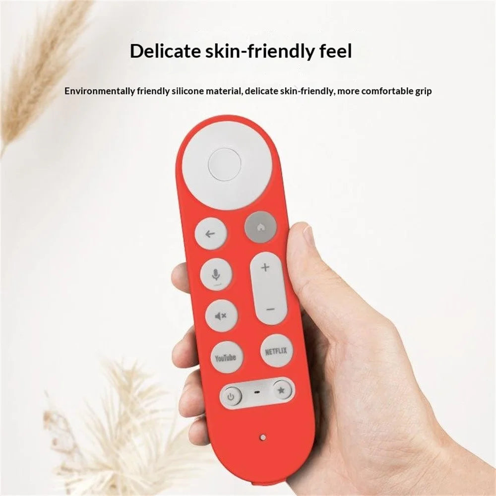 Silicone Case for Google TV Streamer 4K Remote Control Anti-Slip Shockproof Protective Cover with Lanyard - Red - 2
