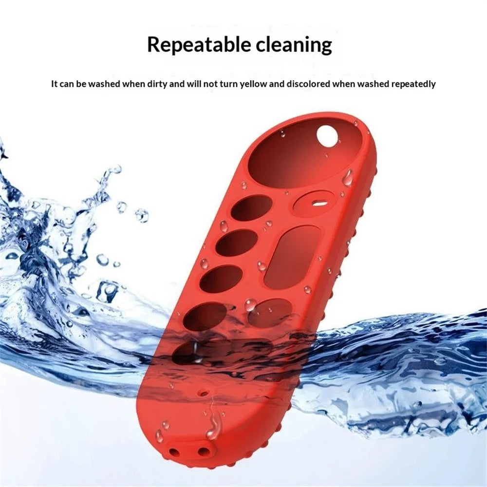 Silicone Case for Google TV Streamer 4K Remote Control Anti-Slip Shockproof Protective Cover with Lanyard - Red - 3