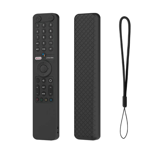 For Xiaomi P1  /  P1E  /  Q1  /  Q1E  /  XMRM-19 Remote Control Silicone Case Shockproof Anti-Drop Protective Cover with Lanyard - Black - 1
