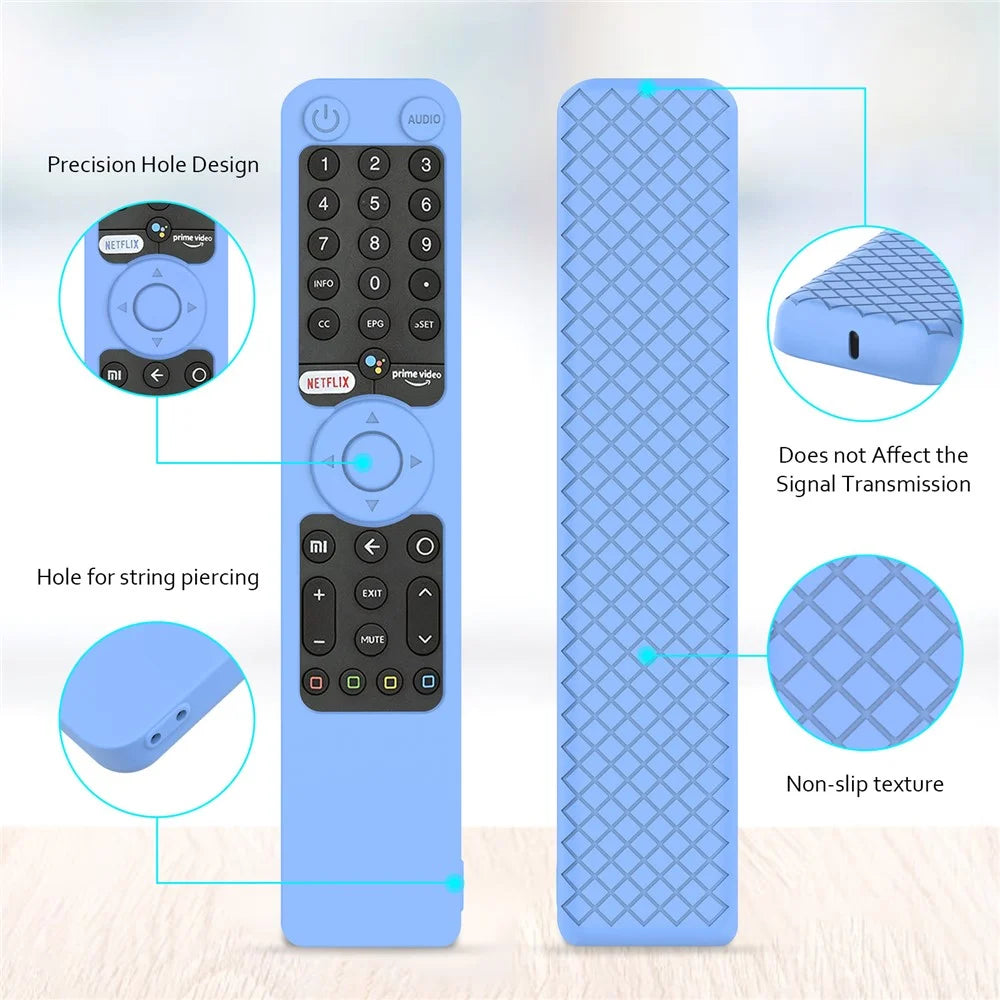 For Xiaomi P1  /  P1E  /  Q1  /  Q1E  /  XMRM-19 Remote Control Silicone Case Shockproof Anti-Drop Protective Cover with Lanyard - Black - 6
