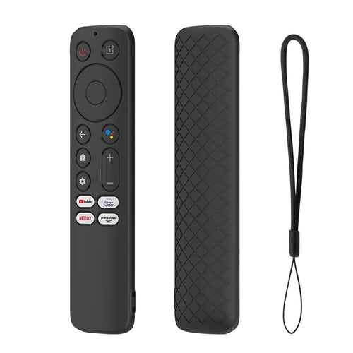 Silicone Remote Control Cover for OnePlus TV Q2 Pro Anti-Drop Shockproof Dust-proof Protective Case with Lanyard - Black - 1