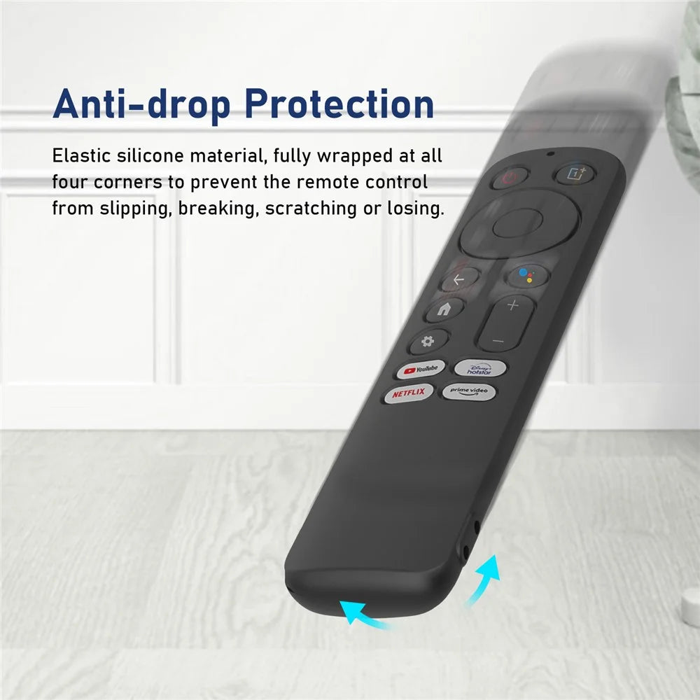 Silicone Remote Control Cover for OnePlus TV Q2 Pro Anti-Drop Shockproof Dust-proof Protective Case with Lanyard - Black - 3