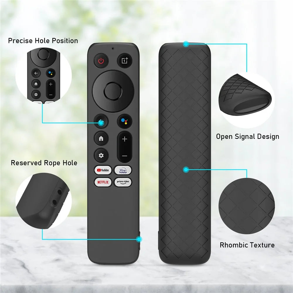 Silicone Remote Control Cover for OnePlus TV Q2 Pro Anti-Drop Shockproof Dust-proof Protective Case with Lanyard - Black - 7