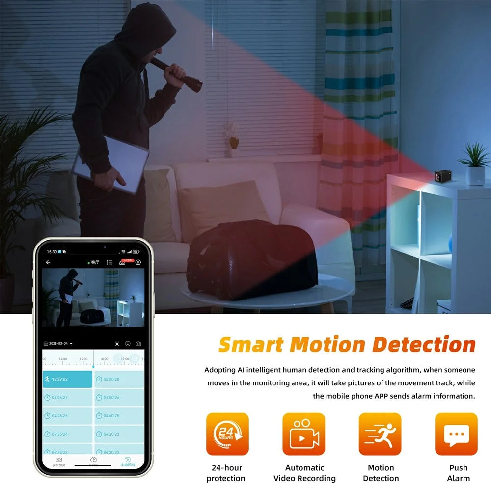MZ05 4K HD Mini Camera Container Design Magnetic Mount Night Vision Motion Detection Security Camera - Black - 5