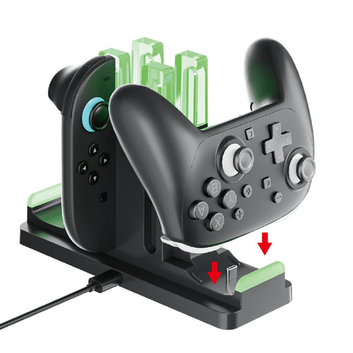 IPLAY HBS-2862 For Nintendo Switch 2/Switch 2 Pro/Switch Pro 6 in 1 Charging Dock Joy-Con Controller Charging Base - Black - 2
