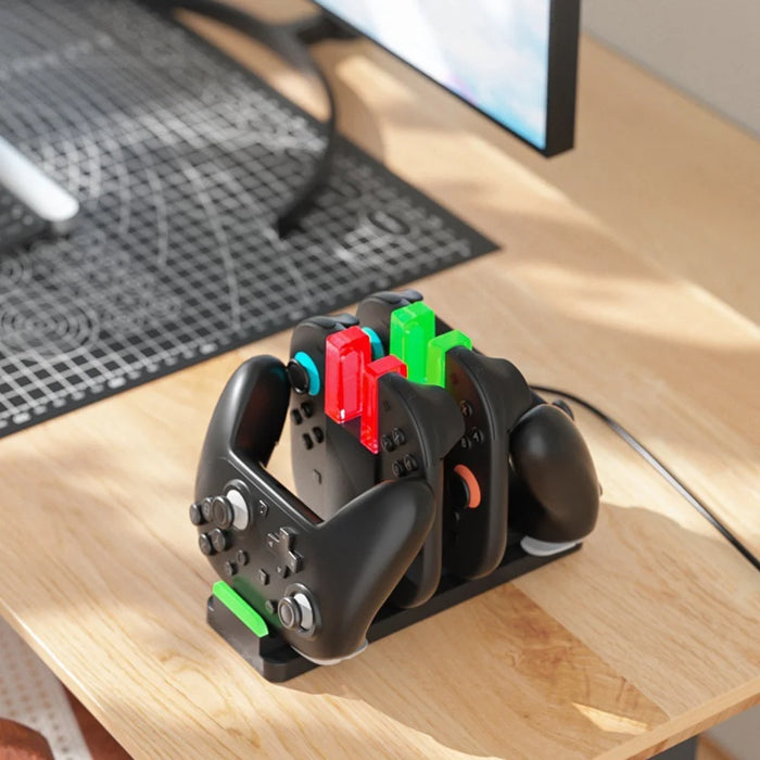 IPLAY HBS-2862 For Nintendo Switch 2/Switch 2 Pro/Switch Pro 6 in 1 Charging Dock Joy-Con Controller Charging Base - Black - 5