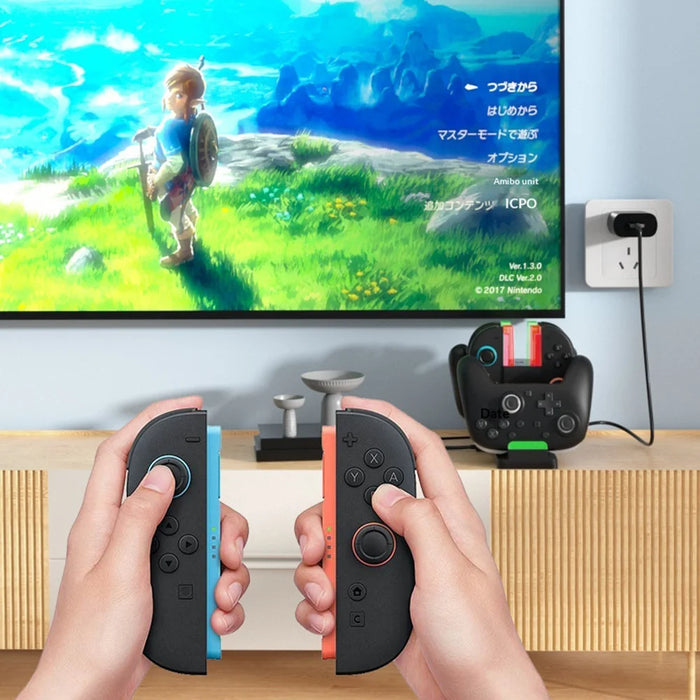 IPLAY HBS-2862 For Nintendo Switch 2/Switch 2 Pro/Switch Pro 6 in 1 Charging Dock Joy-Con Controller Charging Base - Black - 7