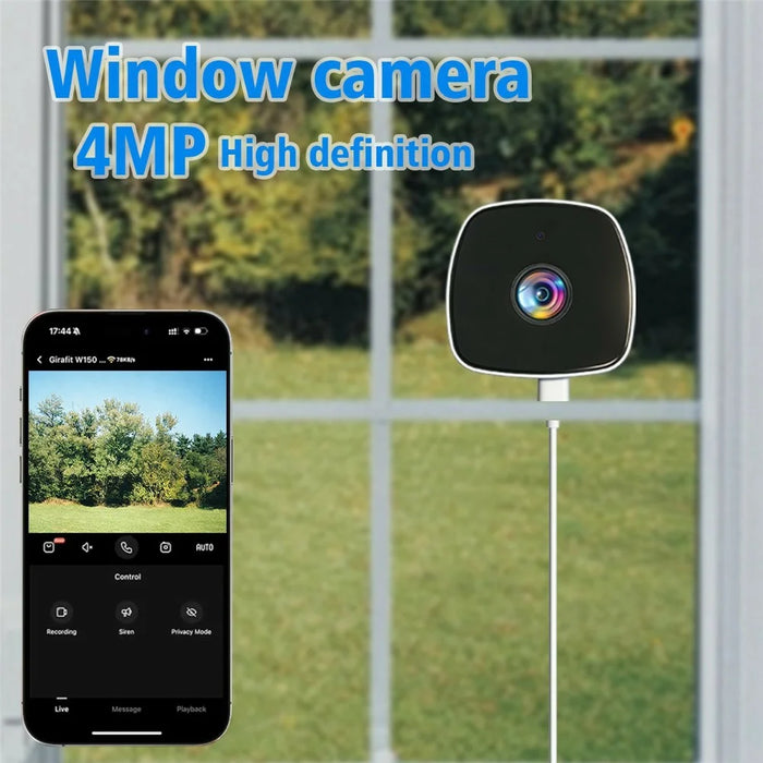 4MP Window Security Camera WiFi Dual-Band Night Vision Human Detection Two-Way Audio Safety Camera (No Memory Card) - White Black - 4