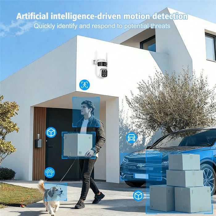 BD03 Dual Lens PTZ Security Camera IP66 Waterproof AI Detection Night Vision WiFi Surveillance Camera - EU Plug - 3