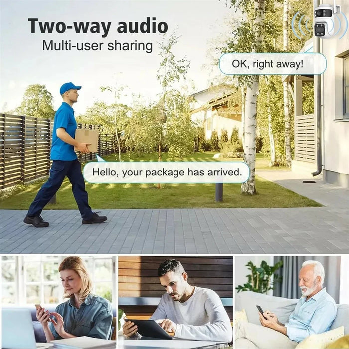 BD03 Dual Lens PTZ Security Camera IP66 Waterproof AI Detection Night Vision WiFi Surveillance Camera - EU Plug - 6
