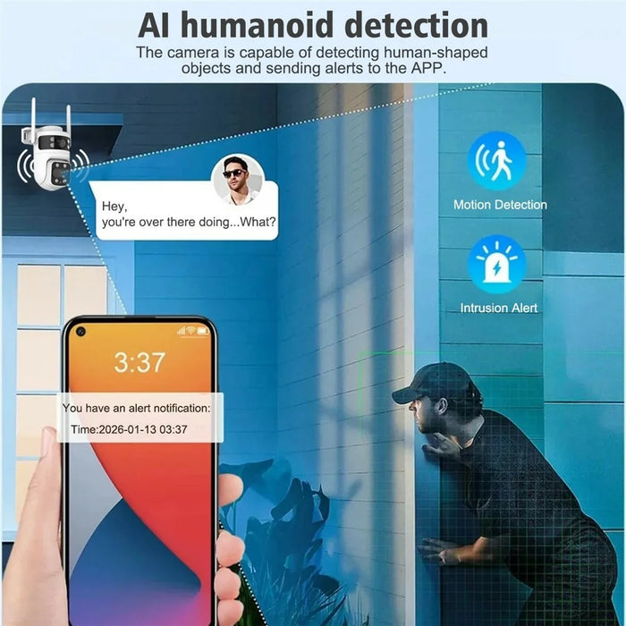 BD03 Dual Lens PTZ Security Camera IP66 Waterproof AI Detection Night Vision WiFi Surveillance Camera - EU Plug - 7