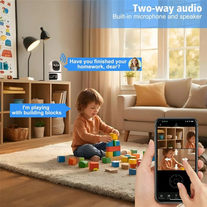 M15 Dual Lens WiFi Security Camera 6MP Pan Tilt Two Way Audio Night Vision IP Camera (without TF Card) - EU Plug - 6