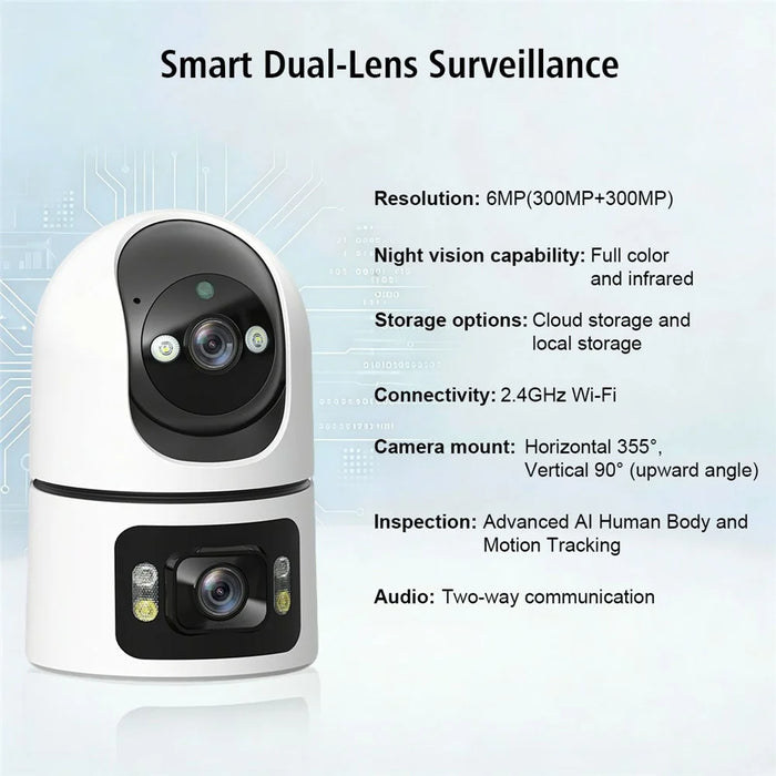 M15 Dual Lens WiFi Security Camera 6MP Pan Tilt Two Way Audio Night Vision IP Camera (without TF Card) - EU Plug - 7