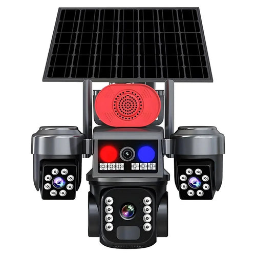 QL23 Solar Security Camera 3 Lens AI Human Tracking Night Vision Two-Way Audio WiFi PTZ Camera - Black+Grey - 1