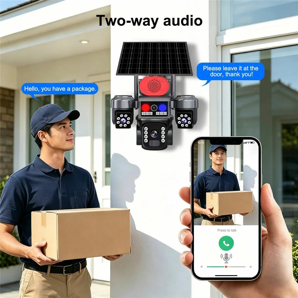 QL23 Solar Security Camera 3 Lens AI Human Tracking Night Vision Two-Way Audio WiFi PTZ Camera - Black+Grey - 6