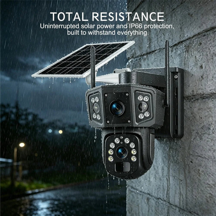 QL18 Solar Security Camera IP66 Waterproof Dual Lens AI Tracking Night Vision PTZ Camera for Outdoor - Black+Grey - 3
