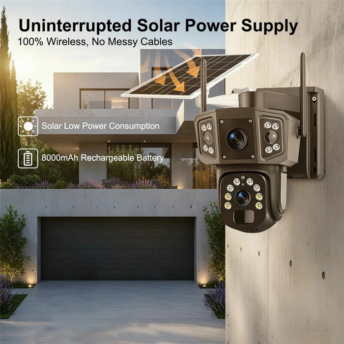 QL18 Solar Security Camera IP66 Waterproof Dual Lens AI Tracking Night Vision PTZ Camera for Outdoor - Black+Grey - 7