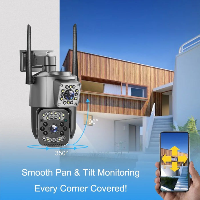V28 IP66 Waterproof Dual Lens WiFi Security Camera Motion Detection Night Vision 3MP PTZ Camera - EU Plug - 3