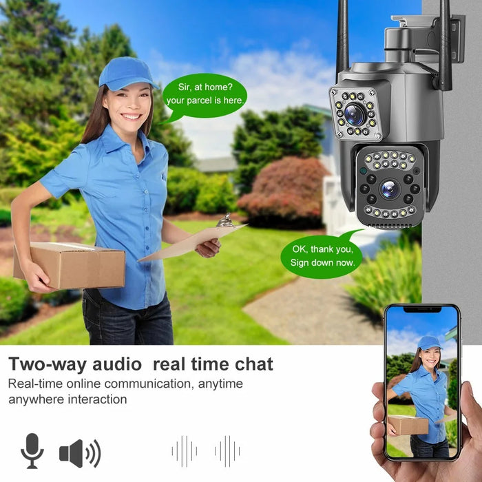 V28 IP66 Waterproof Dual Lens WiFi Security Camera Motion Detection Night Vision 3MP PTZ Camera - EU Plug - 4
