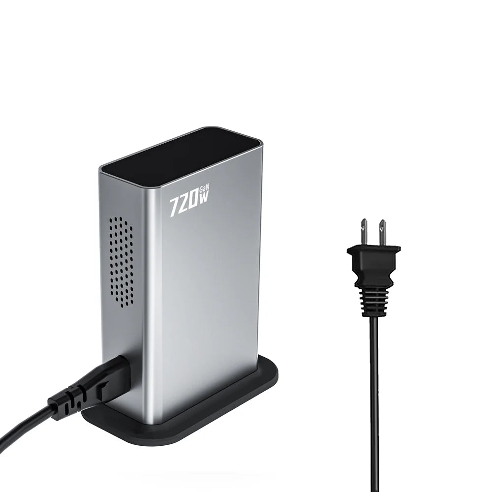 NCC777 140W GaN Desktop Charger USB-C + USB-A 8-Port Fast Charging Station for Laptop Phone - US Plug/Silver - 2