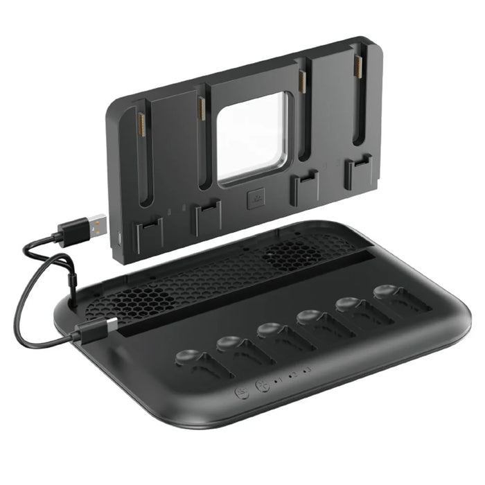 IPLAY HBS-2879 Cooling Stand for Nintendo Switch 2 / OLED / Switch RGB Lighting Charging Dock with Game Card Storage - Black - 3