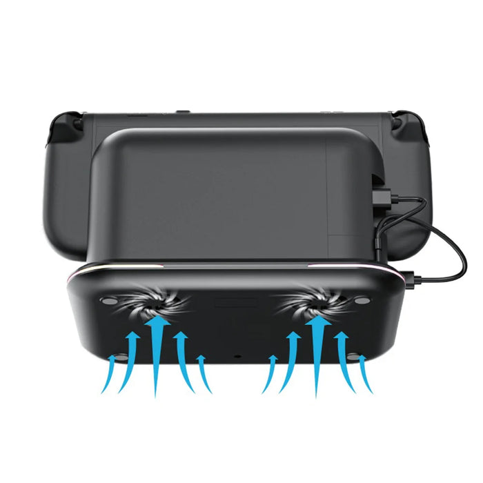 IPLAY HBS-2879 Cooling Stand for Nintendo Switch 2 / OLED / Switch RGB Lighting Charging Dock with Game Card Storage - Black - 4