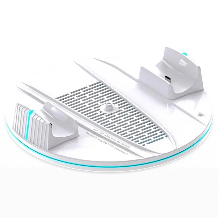 8057 Dual Controller Charging Station for Sony PlayStation 5 / 5 Slim / 5 Pro Console Stand Headphone Holder - White - 1