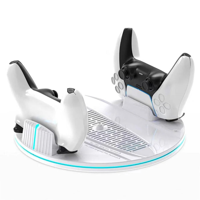 8057 Dual Controller Charging Station for Sony PlayStation 5 / 5 Slim / 5 Pro Console Stand Headphone Holder - White - 2