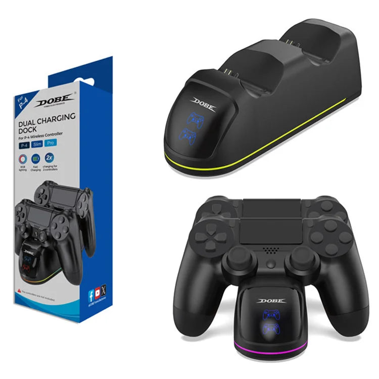 DOBE FOMIS ELECTRONICS TP4-889C Charging Station for Sony PlayStation 4/4 Pro/4 Slim Dual Controller RGB Charger Dock - Black - 1