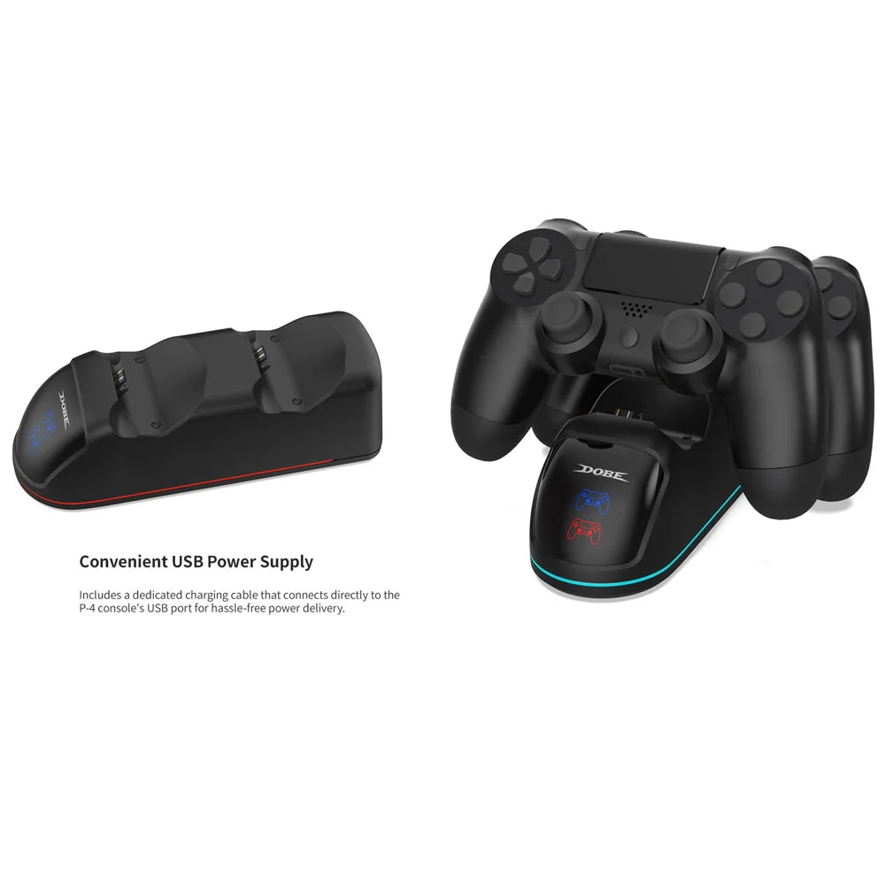 DOBE FOMIS ELECTRONICS TP4-889C Charging Station for Sony PlayStation 4/4 Pro/4 Slim Dual Controller RGB Charger Dock - Black - 3