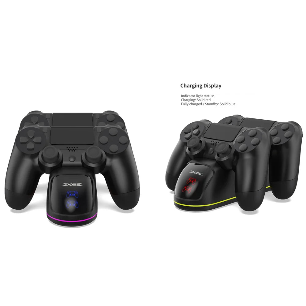 DOBE FOMIS ELECTRONICS TP4-889C Charging Station for Sony PlayStation 4/4 Pro/4 Slim Dual Controller RGB Charger Dock - Black - 4