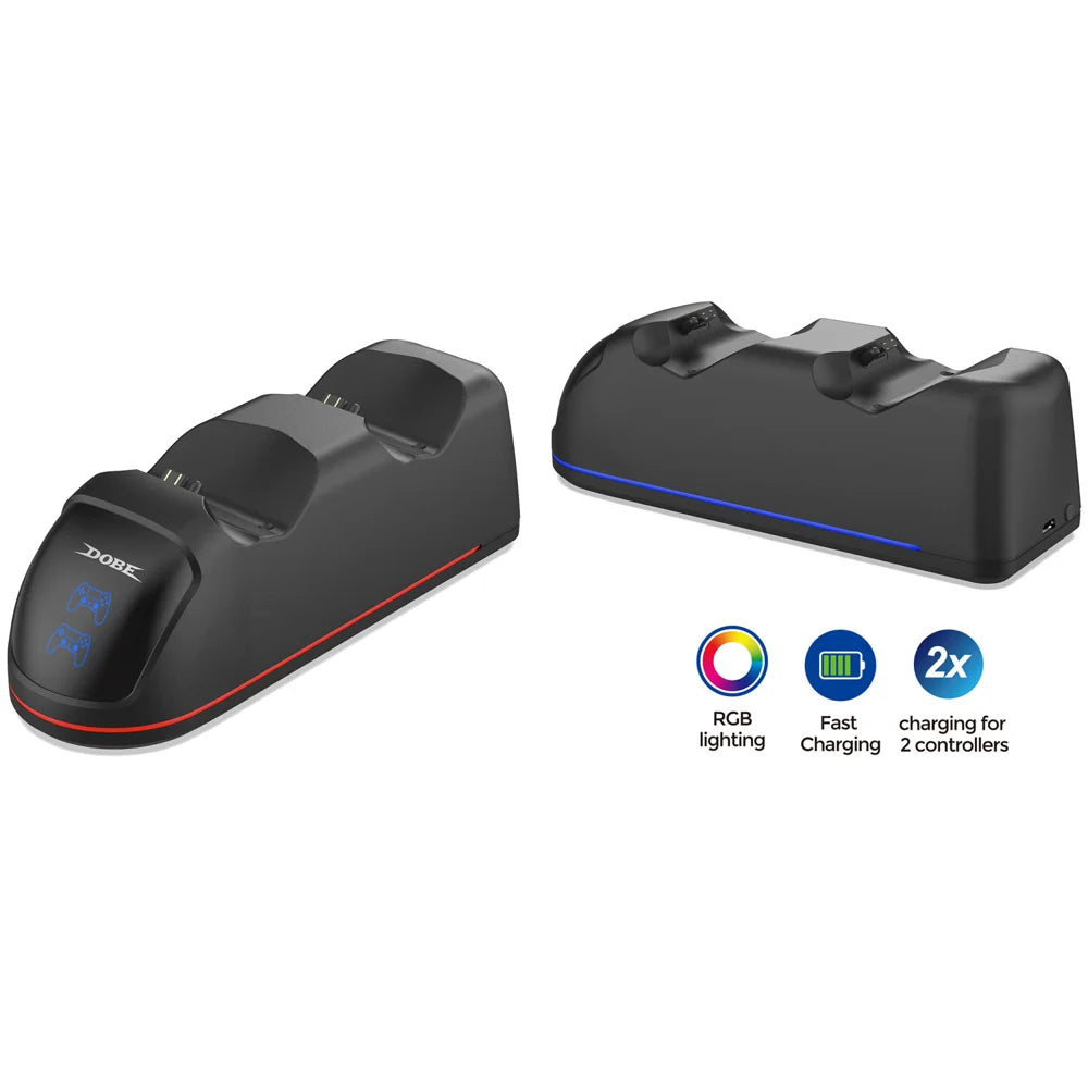 DOBE FOMIS ELECTRONICS TP4-889C Charging Station for Sony PlayStation 4/4 Pro/4 Slim Dual Controller RGB Charger Dock - Black - 7