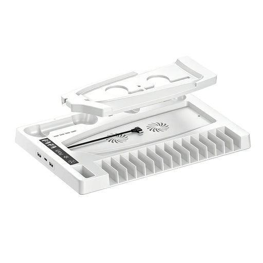 IPLAY HBP-534 Cooling Stand for Sony PlayStation 5/5 Pro/5 Slim Digital/Disc Version Dual Controller Charging Station with Fan Headset Holder - White - 1