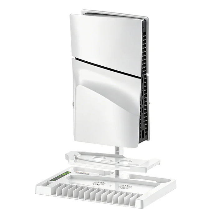 IPLAY HBP-534 Cooling Stand for Sony PlayStation 5/5 Pro/5 Slim Digital/Disc Version Dual Controller Charging Station with Fan Headset Holder - White - 6