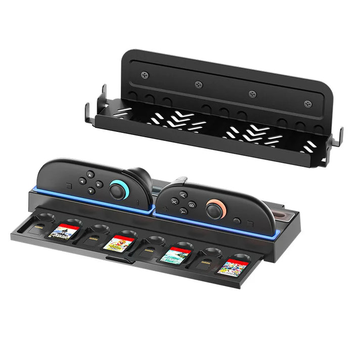 IPLAY HBS-2855 Wall Mount Charging Dock for Nintendo Switch 2 Joy-Con Controller with Game Card Storage Slot - Black - 1