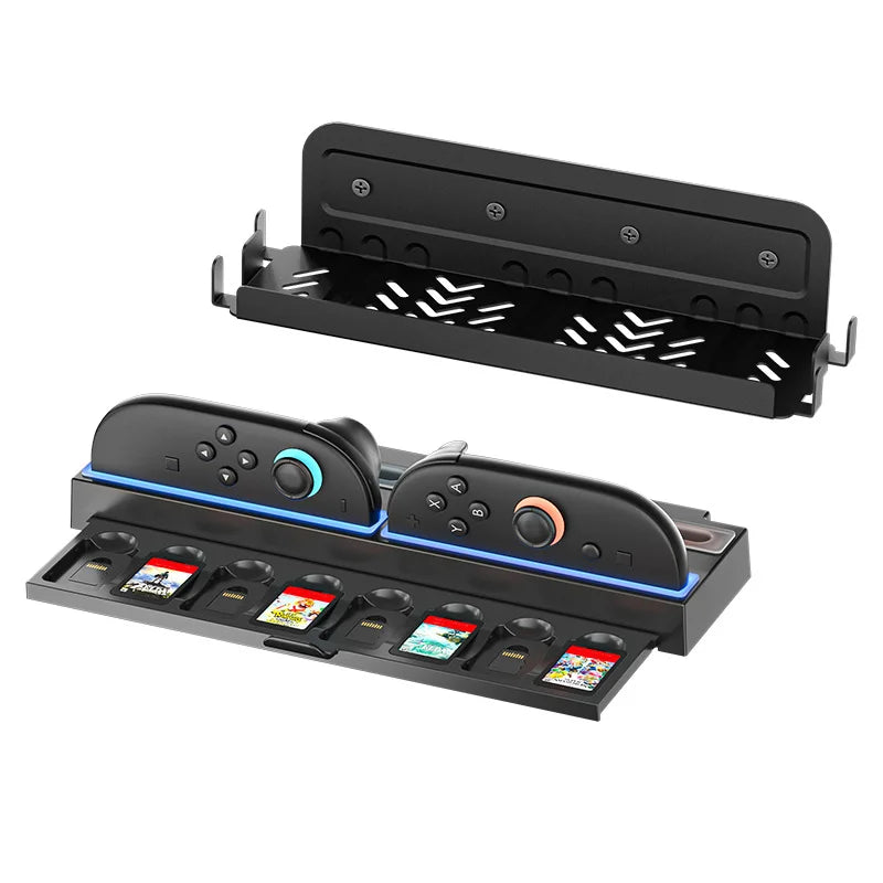 IPLAY HBS-2855 Wall Mount Charging Dock for Nintendo Switch 2 Joy-Con Controller with Game Card Storage Slot - Black - 1