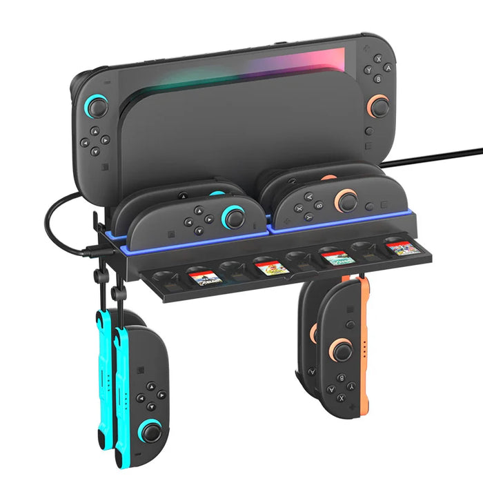IPLAY HBS-2855 Wall Mount Charging Dock for Nintendo Switch 2 Joy-Con Controller with Game Card Storage Slot - Black - 2