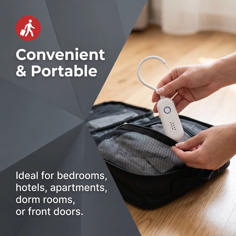 130dB Door Window Alarm with Sound and Light Flashing Hanging Door Handle Alarm for Hotel Home Security - White - 3