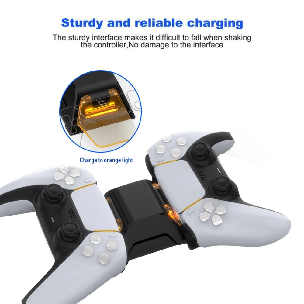 DOBE TP5-0528 Type-C USB Dual Charging Dock Station with USB Cable for PS5 Controller - Black/Transparent - 3