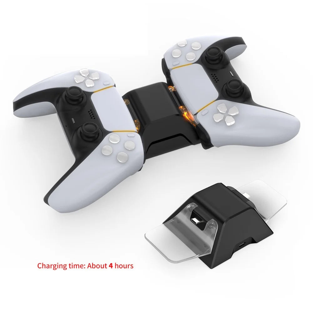 DOBE TP5-0528 Type-C USB Dual Charging Dock Station with USB Cable for PS5 Controller - Black/Transparent - 4