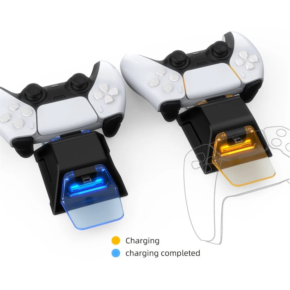 DOBE TP5-0528 Type-C USB Dual Charging Dock Station with USB Cable for PS5 Controller - Black/Transparent - 6